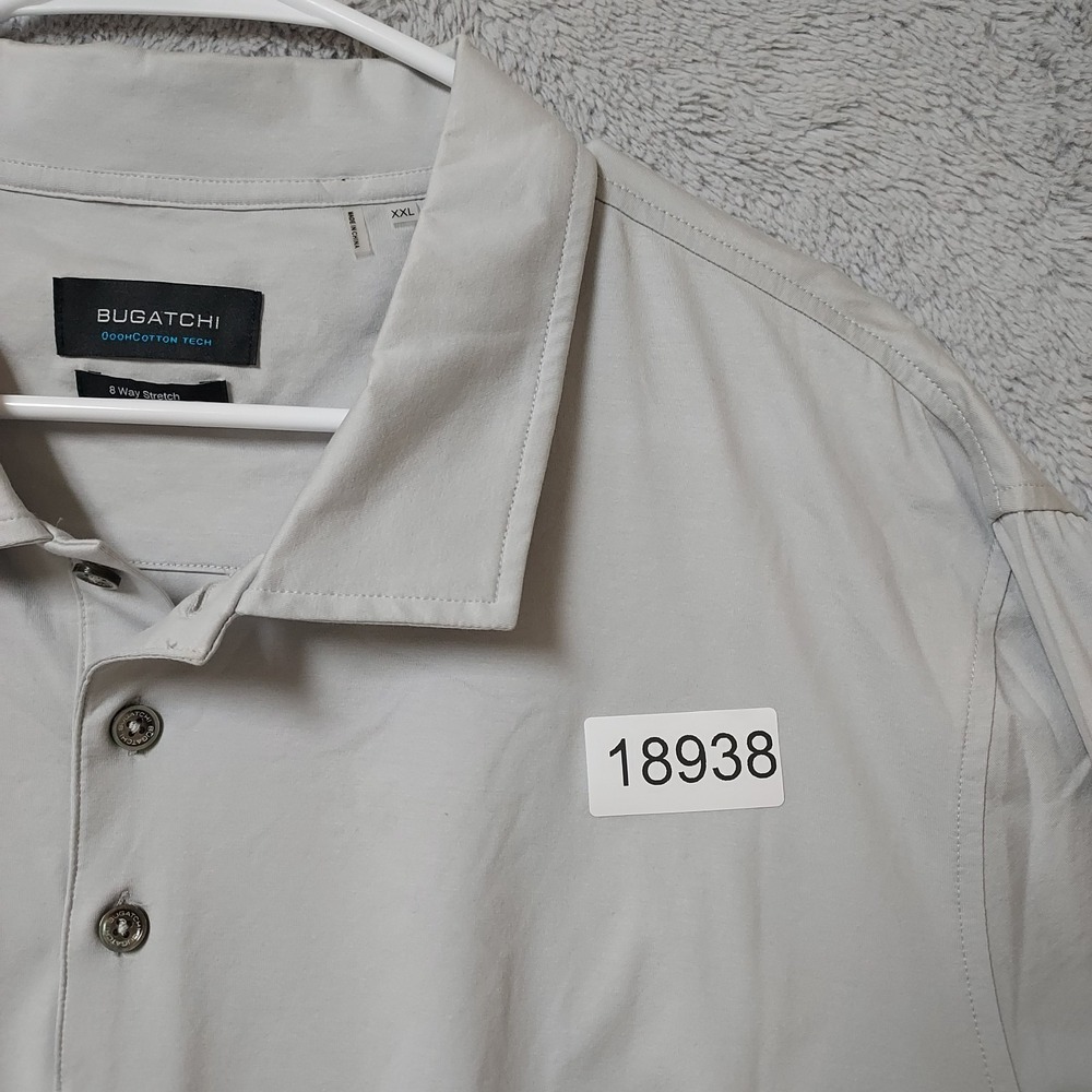 Bugatchi Polo Shirt Men 2XL XXL Ooohcotton Tech 8 Way Stretch Performance EUC - Picture 8 of 8